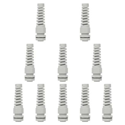 LeMotech 10Pcs NPT 1/4" IP68 Waterproof Cable Gland Flex Spiral Strain Relief Grey Nylon Joint with Gaskets for 4-8mm Wire Thread - color: Gray, size: NPT 1/4" (10-Pack)