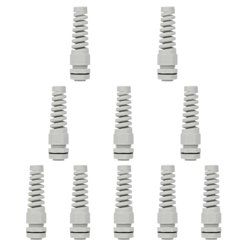 LeMotech 10Pcs NPT 1/4" IP68 Waterproof Cable Gland Flex Spiral Strain Relief Grey Nylon Joint with Gaskets for 4-8mm Wire Thread - color: Gray, size: NPT 1/4" (10-Pack)