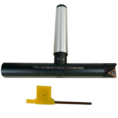 7″ Balanced Fly Cutter Indexable Face Milling Cutter with MT3 Shank (M12 × 1.75 Drawbar Thread), Single TCMT1604 Insert, Torx Screw & Star Key Included - size: 7" Fly Cutter MT‑3 Shank and M12×1.75 (TCMT‑1604)