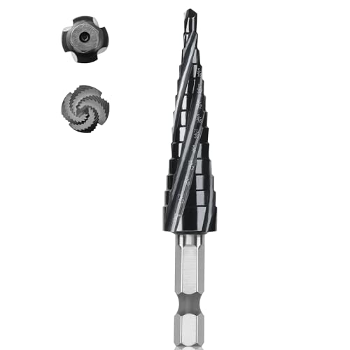 Cobalt M35 4 Spiral Flutes Step Drill Bit for Metal 1/8" to 1/2" - size: M35 1/8-1/2