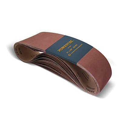 POWERTEC 6 x 48 Inch Sanding Belts, 10PK, 60 Grit Aluminum Oxide Belt Sander Sanding Belt for Bench Belt Sander, Wood & Paint Sanding, Metal Polishing (110170V) - size: 60 Grit, 10pk