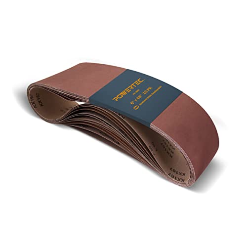 POWERTEC 6 x 48 Inch Sanding Belts, 10PK, 60 Grit Aluminum Oxide Belt Sander Sanding Belt for Bench Belt Sander, Wood & Paint Sanding, Metal Polishing (110170V) - size: 60 Grit, 10pk