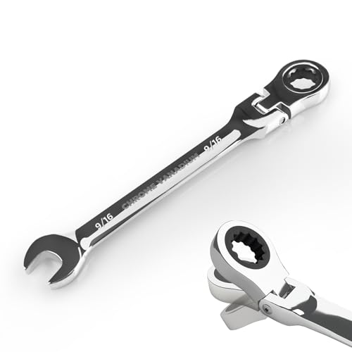Egofine 9/16 Inch Ratchet Wrench Flex Head, Ratcheting Combination Wrench SAE, Industrial Grade Gear Spanner with 12 Point Box End, 72-Teeth Ratchet, Chrome Vanadium Steel - style: 9/16"