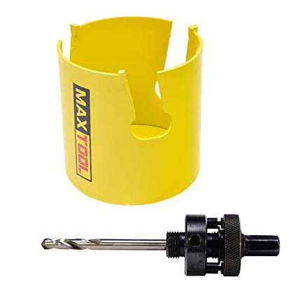 MaxTool 2-1/4" TCT Hole Saw 57mm Carbide Tip Holesaw 2.25" Deep with 5/8-18 Thread Arbor Pilot Drill 3-Piece for Tough Abrasive Material; CT00Y57R216A