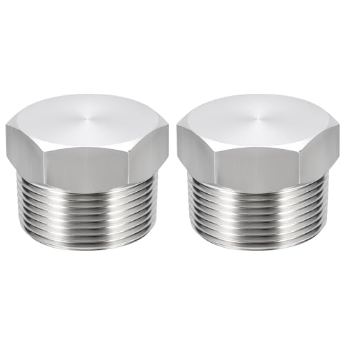 2 Pack SUS304 1 1/4" NPT Male Outer Threaded Pipe End Cap - size: 1 1/4" NPT Male
