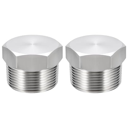 2 Pack SUS304 1 1/4" NPT Male Outer Threaded Pipe End Cap - size: 1 1/4" NPT Male