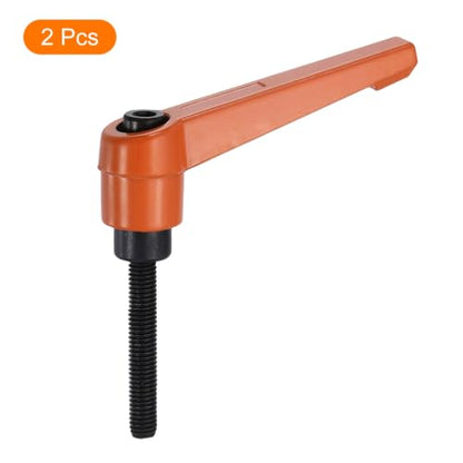 uxcell Clamping Lever Handles for Lathe, M5x32mm Male Thread Orange 2Pcs - size: M5x32mm