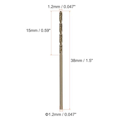 HARFINGTON 10pcs Cobalt Jobber Drill Bits 1.2mm / 0.047" M35 High Speed Steel HSS Twist Drilling Bit Tool for Stainless Steel Copper Wood Plastic and Other Hard Materials - size: 1.2mm