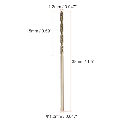 HARFINGTON 10pcs Cobalt Jobber Drill Bits 1.2mm / 0.047" M35 High Speed Steel HSS Twist Drilling Bit Tool for Stainless Steel Copper Wood Plastic and Other Hard Materials - size: 1.2mm