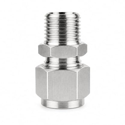 304 Stainless Steel Compression Adapter 1/8" Tube OD x 1/4" NPT Male 2pc - size: 1/8" OD x 1/4" NPT