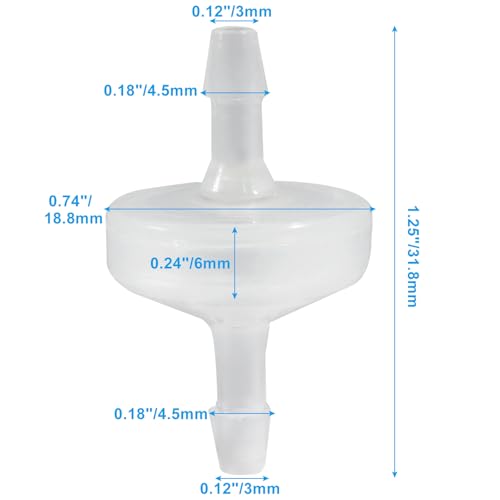 10 Pack 1/8 Inch (3MM) Plastic Check Valve, White - size: 3mm