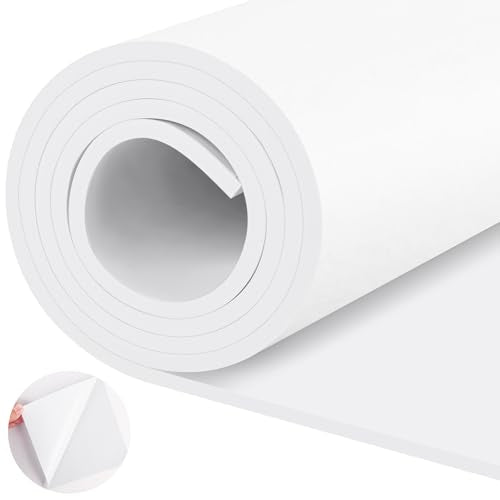 ToLanbbt Self Adhesive EVA Foam Roll - 1/4” Thick, 12” x 59” White Closed Cell EVA Foam Sheets, Weatherproof Soundproof Padding for Automotive, Cabinet, Furniture, Crafts, DIY - color: White, size: 12 in x 59 in x 1/4 in