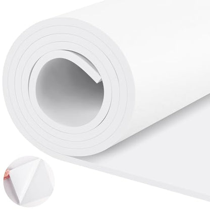 ToLanbbt Self Adhesive EVA Foam Roll - 1/4” Thick, 12” x 59” White Closed Cell EVA Foam Sheets, Weatherproof Soundproof Padding for Automotive, Cabinet, Furniture, Crafts, DIY - color: White, size: 12 in x 59 in x 1/4 in