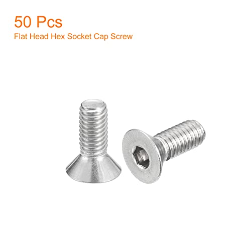 uxcell #10-32x1/2 Flat Countersunk Head Socket Cap Screws, 50Pcs 304 Stainless Steel Hex Socket Flat Head Screws, Full Thread, Countersunk Bolts - size: #10-32x1/2"