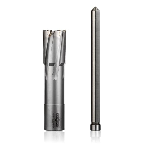ANGELSWORD TCT Annular Cutter Diameter 7/8", Cutting Depth 2" Tungsten Carbide Tipped, Mag Drill Bits Kit for Magnetic Drill Press, with One 5/16"*4" Pilot Pin - size: H. 22mm(7/8"-0.01"), style: TCT 2" Cut Depth