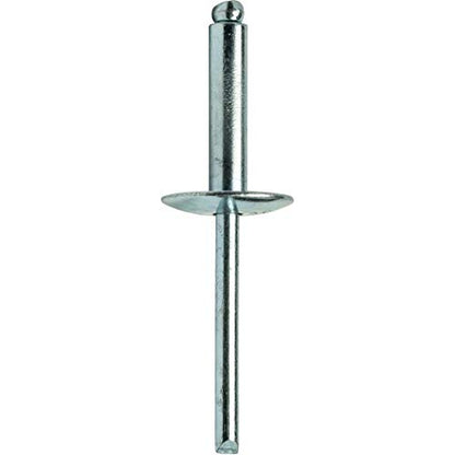 Fastenere Large Flange Pop Rivets -5/32" x 5/8" (50 pcs) Heavy Duty, Open-End, Steel Zinc, Corrosion-Resistant, High Tensile & Shear Strength, 5-10 Gap .501" - .625" - size: 5/32" x 5/8" (5-10) (50 Pack)