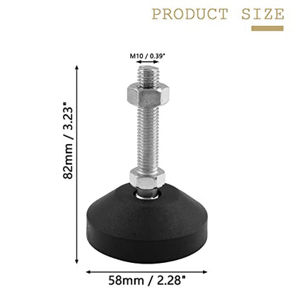 Bonsicoky M10 Metal Adjustable Leveling Feet, 4 Pcs, 3.2" x 2.3" - size: M10,2.3" Diameter