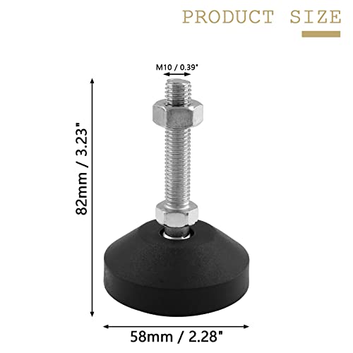 Bonsicoky M10 Metal Adjustable Leveling Feet, 4 Pcs, 3.2" x 2.3" - size: M10,2.3" Diameter