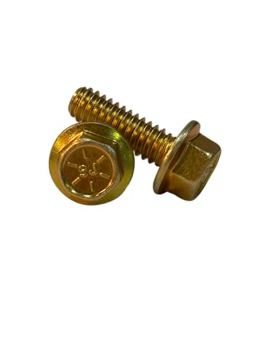 (100 Pieces) 1/4-20x3/4 Grade 8 Hex Flange Bolts Screws UNC Coarse Full Threads Zinc Yellow Trivalent