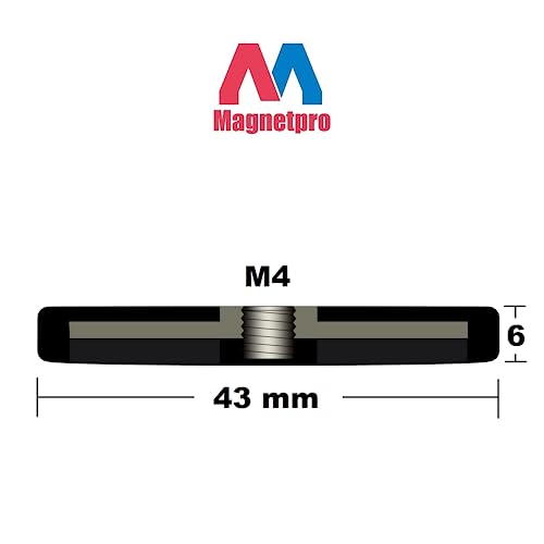 Magnetpro 4 Pieces Strong Rubber Coated Mounting Magnets 30 LB - size: 30LB - M4 Female 4P