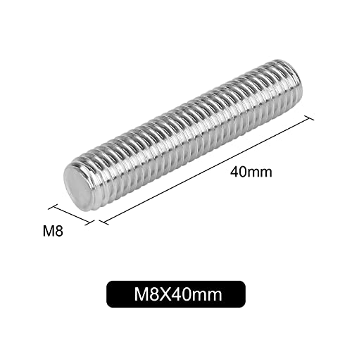 Pack of 20 M8 x 40mm 1.25mm Pitch 304 Stainless Steel Fully Threaded Rods Fasteners