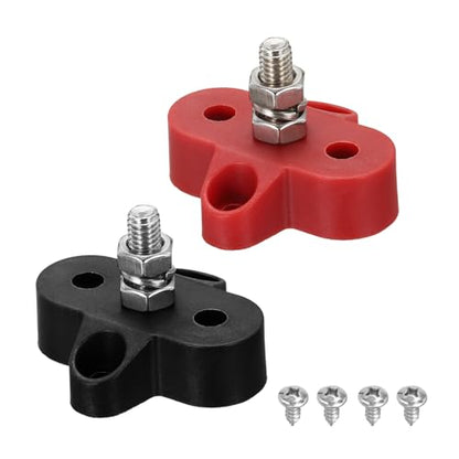 MECCANIXITY 2Pcs 120A Bus Bar Power Distribution Blocks 1/4" Red/Black - color: Red,Black, size: 1/4"