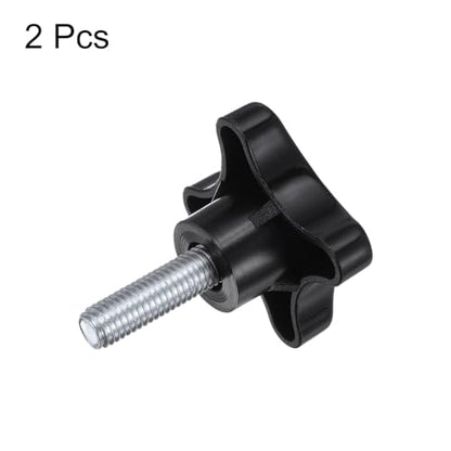 HARFINGTON 2pcs Star Knobs M10 x 30mm Male Thread Plastic 4-Star Stud Knob Hand Tightening Clamping Screw Replacement Threaded Handle, Black - size: M10 x 30mm