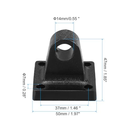 PATIKIL 50x50x47mm Air Cylinder Foot Flange Rod Pivot Clevis Pneumatic Mounting Bracket Rear Mount Parts, Black - size: 50x50x47mm