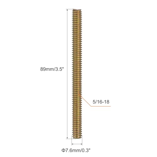 uxcell 8pcs Fully Threaded Rods 5/16x3-1/2 All Thread Studs Long Threaded Screw Carbon Steel for Furniture Garden Railing Mounting Assembly Fastening Frame Connection Colorful Zinc - size: 5/16x3-1/2"