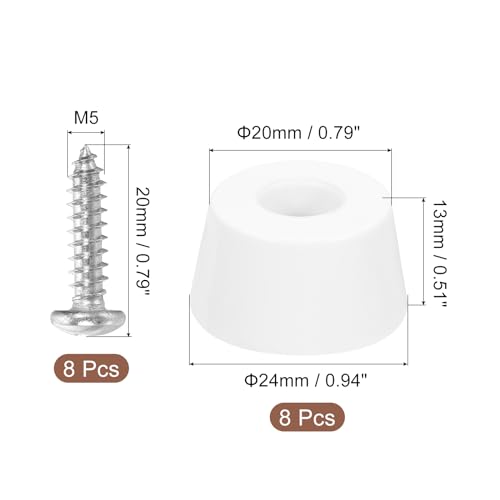 uxcell 8Pcs Rubber Bumper Feet, 0.51" H x0.94 W Round Pads with Stainless Steel Washer and Screws for Furniture, Appliances, Electronics - size: 0.51" H x0.94" W