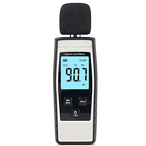 Decibel Meter, Portable SPL Meter (Sound Pressure Level Meter), Digital Noise Meter, Range 30-130 dB(A) db Meter, Noise Volume Sound Monitoring Tester (Battery Included) Gray - color: Gray