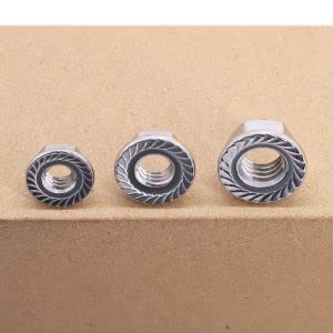 5/16-18 (20 Pcs) Serrated Flange Hex Nuts, 304 Stainless Steel 18/8 Hexagon Head Flange Nuts, Coarse Machine Thread - size: 5/16"-18