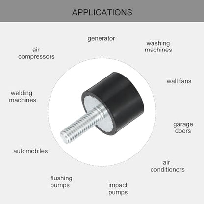 uxcell M6 Thread Rubber Mounts, Vibration Isolators, Cylindrical Shock Absorber with Studs 20 x 15mm 8pcs - size: M6x20x15mm