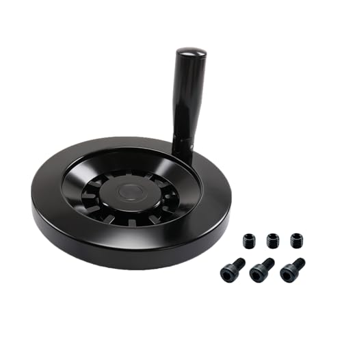 6.5" Foldable Handwheel with Revolving Handle, 3/4" Bore Ribbed Rim Hand Wheel, with 3 Hex Socket Cap Screws & 3 Set Screws, Aluminum Mechanical Handwheel for Heavy Duty Milling Machine, Lathe, CNC - size: 6.5" X 3/4"
