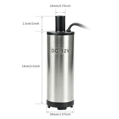 DC 12V Electric Submersible Water Pump, Diesel Transfer Pump 80W 30L/min - color: Silver