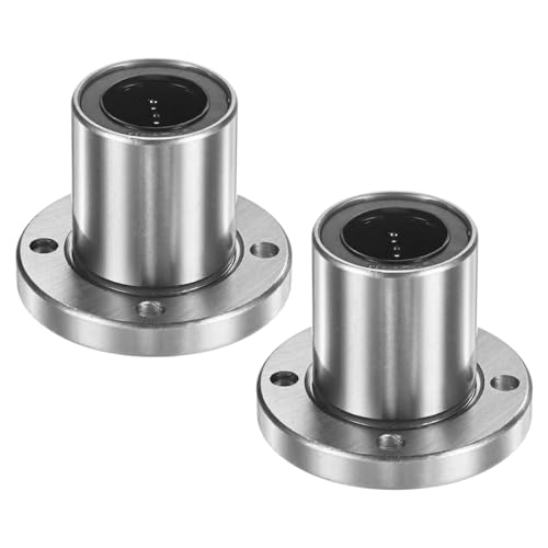 PATIKIL LMK20UU Linear Ball Bearings 20mm Bore Dia 32mm OD 42mm Long 5mm Hole, 2Pcs Round Flange Linear Motion Bushing Double Side Rubber Sealed Rod Liner Shaft for CNC Machine 3D Printer - size: 20mm