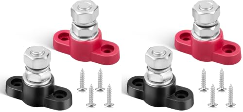 RED WOLF 12V 150A Power Distribution Block 3/8" Single Stud Busbar M10 Terminal Bus Bar 12 Volt DC Battery Junction Post Power for Auto Boat Marine Solar System Positive and Negative (2PC) (Pack of 2) - size: Single M10 Stud (Pack of 2)