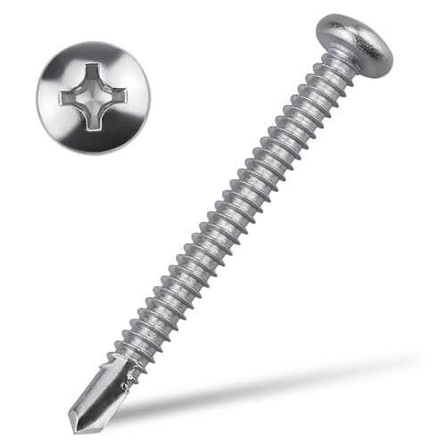 #8 x 1-1/2" Pan Head Self Drilling Screws, Phillips Drive, 410 Stainless Steel Sheet Metal Screws,Self Tapping, Dovetail, Pack of 100 - size: #8 x 1-1/2"