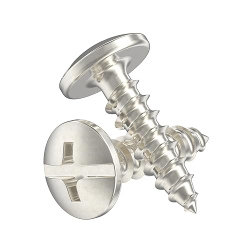 #8 x 5/8" Nickel Phillips-Slotted Truss Head Wood Screws - Pack of 25 - Heat-Treated Steel - TH858-SN - color: Nickel