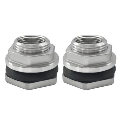 304 Stainless Steel Bulkhead Water Tank Fitting 3/4" Female Thread Compression Bulkhead Connector Thru-bulk Adapter with Gaskets for Bathtub and Sink (Pack of 2) - size: 3/4 Inch