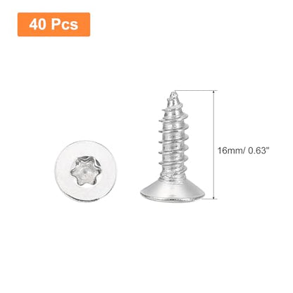 uxcell 40Pcs Flat Head Torx Screws, M5 x 16mm 304 Stainless Steel Countersunk Self Tapping Anti-Theft Wood Screws Tamper Resistant Screws Fit T25 Bit for Wood, Fence, Decking (Silver) - size: M5 x 16mm