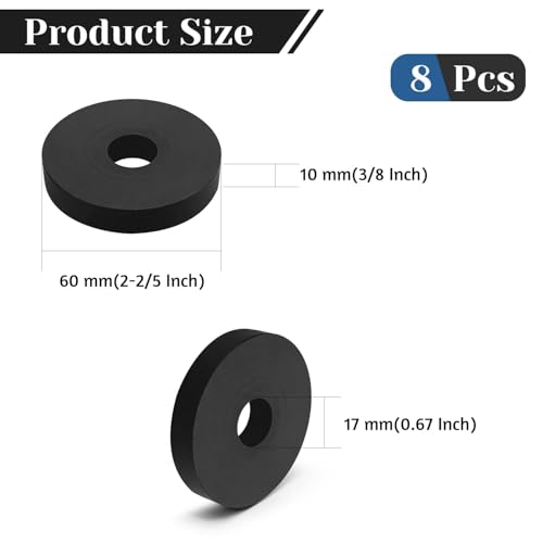 8 PCS Multi Purpose Rubber Spacer, 2-2/5" OD x 0.67" ID x 3/8" Thickness - size: 2-2/5" OD x 0.67" ID x 3/8" Thickness