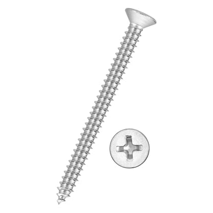 50pcs Phillips Wood Screws #8x2 304 Stainless Steel Silver - color: Silver, size: #8x2"