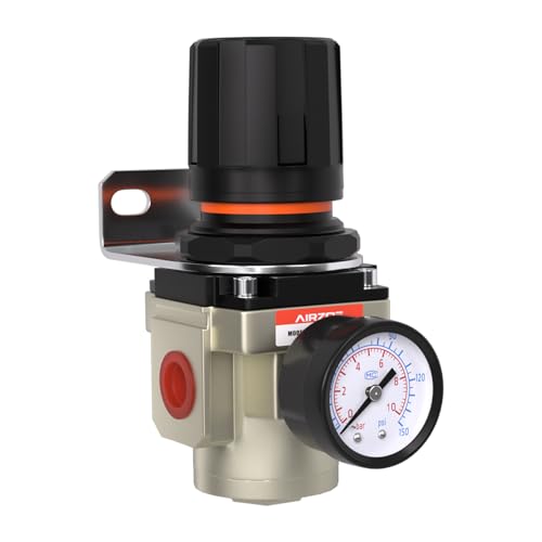 AIRZOE 1/4" NPT Air Pressure Regulator,Compressed Air System,Mini Air Regulator AR3000-02,0-150 PSI Gauge - size: 1/4"NPT AR3000-2