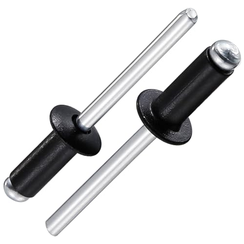 Wensilon (300Pcs) 1/8"x1/2" Black Aluminum blind pro Rivets,Aluminum Grip and Steel Mandrel - color: Black, size: 1/8"x1/2"