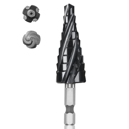 Cobalt M35 4 Spiral Flutes Step Drill Bit for Metal 1/4" to 3/4" - size: M35 1/4-3/4
