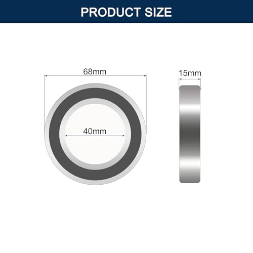 6008-2RS Deep Groove Ball Bearings, ID 40mm x OD 68mm x Width 15mm Double Rubber Sealed Ball Bearing Pre-Lubricated Chrome Steel Z2 Lever 2pcs - size: 6008-2RS 40x68x15mm