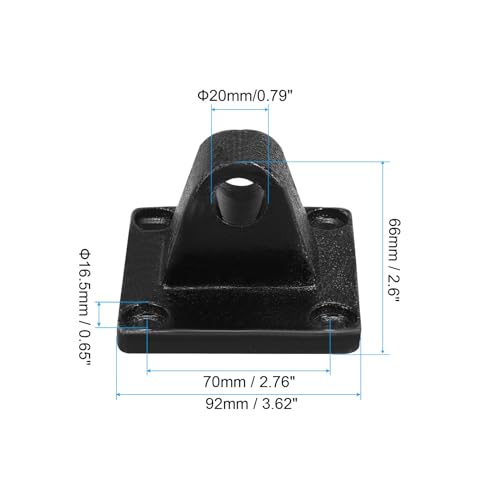 PATIKIL 92x92x66mm Air Cylinder Foot Flange Rod Pivot Clevis Pneumatic Mounting Bracket Rear Mount Parts, Black - size: 92x92x66mm