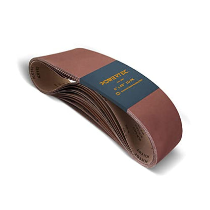 POWERTEC 6 x 48 Inch Sanding Belts, 120 Grit Aluminum Oxide Belt Sander Sanding Belt for Bench Belt Sander, Wood & Paint Sanding, Metal Polishing, 10PK (110210) - size: 120 Grit, 10PK