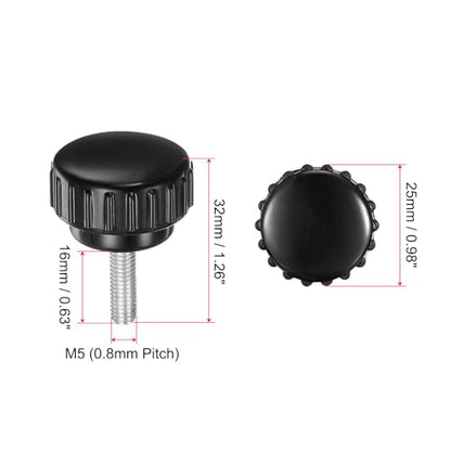 uxcell 8pcs Knurled Clamping Knobs M5 x 16mm Metric Male Thread 25mm Head - size: M5 x 16mm x 25mm